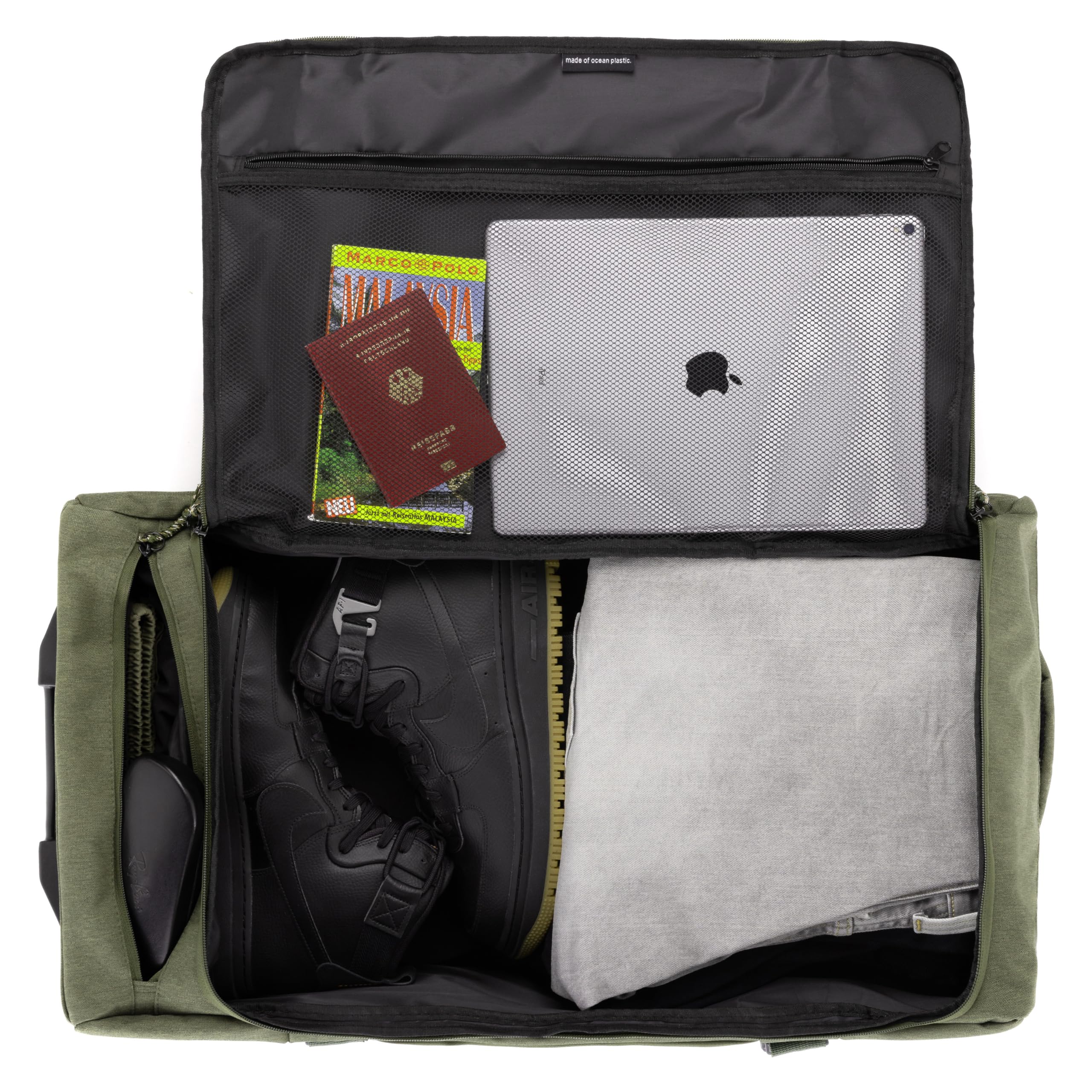 SONS OF ALOHA trolley da viaggio con ruote MAKAI - Pratica borsa da viaggio per vacanze e viaggi 68 cm, verde