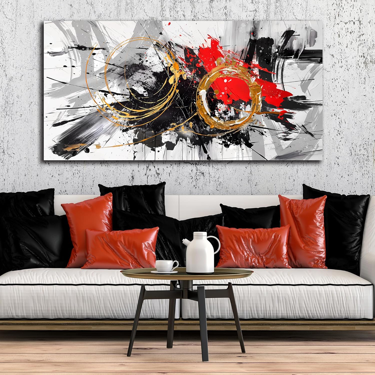 CIRABKY Large Abstract Wall Art Black and White Canvas Wall Art Living Room Art Wall Decor Bedroom Office Prints Pictures Size 24" x 48" - Image 5