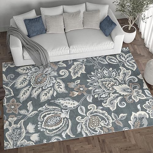 Miniatura 13 de Stella - Alfombra de pasillo de 2 x 8 pies, color crema, alfombra para pasillo, entrada interior, cocina o vestíbulo, alfombra floral - Alfombras