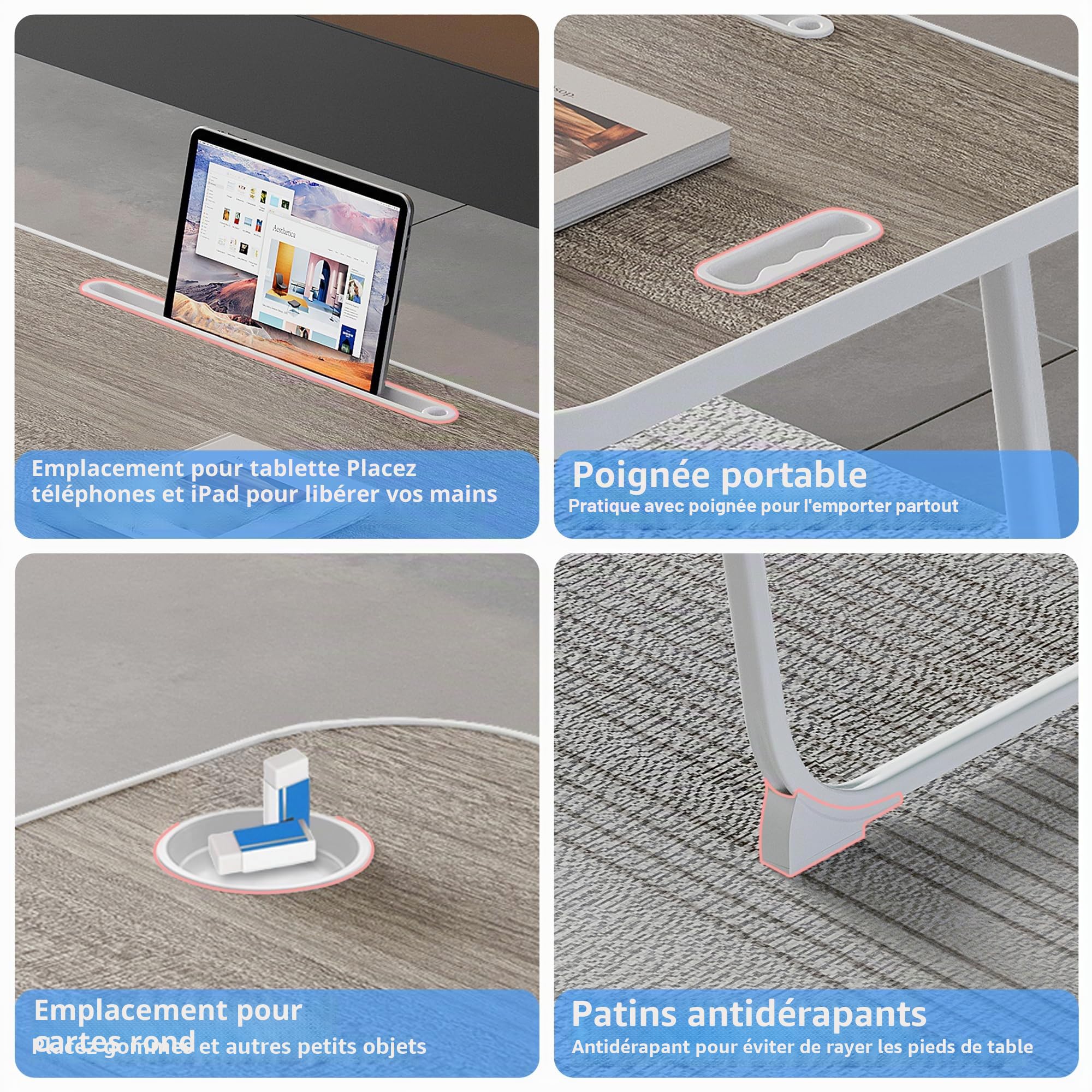 Bureau de lit pour Ordinateur, pour Manger, Lire, écrire sur Le lit, canapé, la Maison et Bureau (Grey)