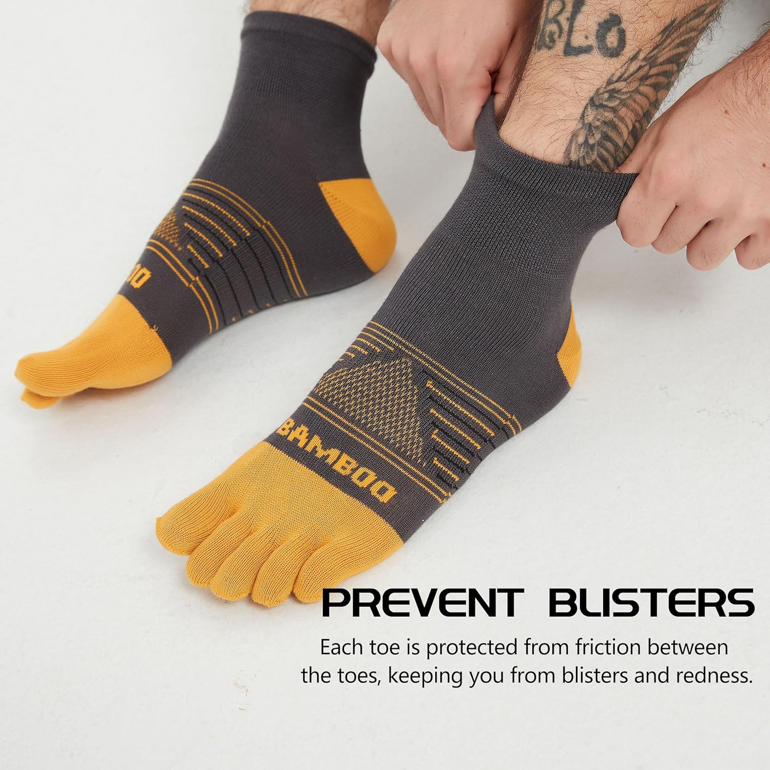 Sunew 3 Pairs Toe Socks for Men Women,Viscose Bamboo Breathable Athletic Running Five Finger Ankle/Quarter Socks - Image 7