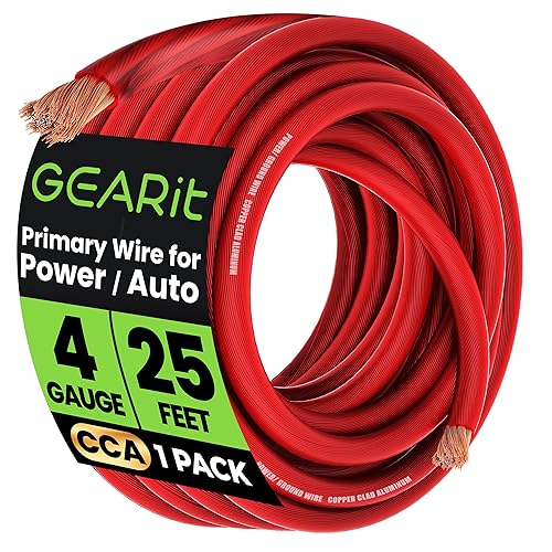 GEARit 4 Gauge Wire, CCA Electrical Wire for Automotive Power/Ground,