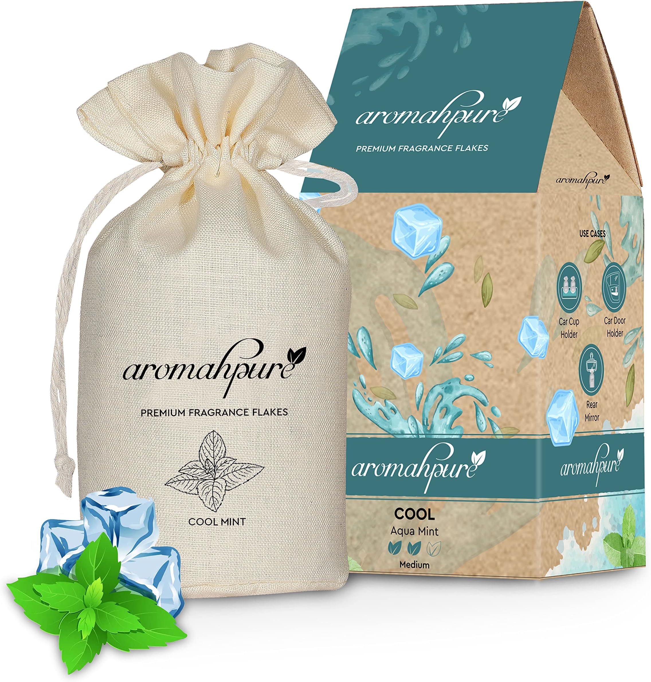 Aromahpure Premium Car Perfume Fragrance Flakes - Cool, Luxury Car Air Freshener made Organically with Essential Oil, Grains, and Flakes - 50 Gms, Last Upto 30 days, IFRA certified