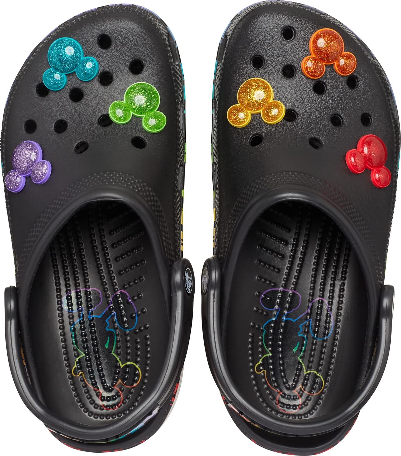 Miniatura 4 de Crocs Zuecos clásicos unisex para adultos, hombres y mujeres, diseño de arcoíris de Disney, Negromulti