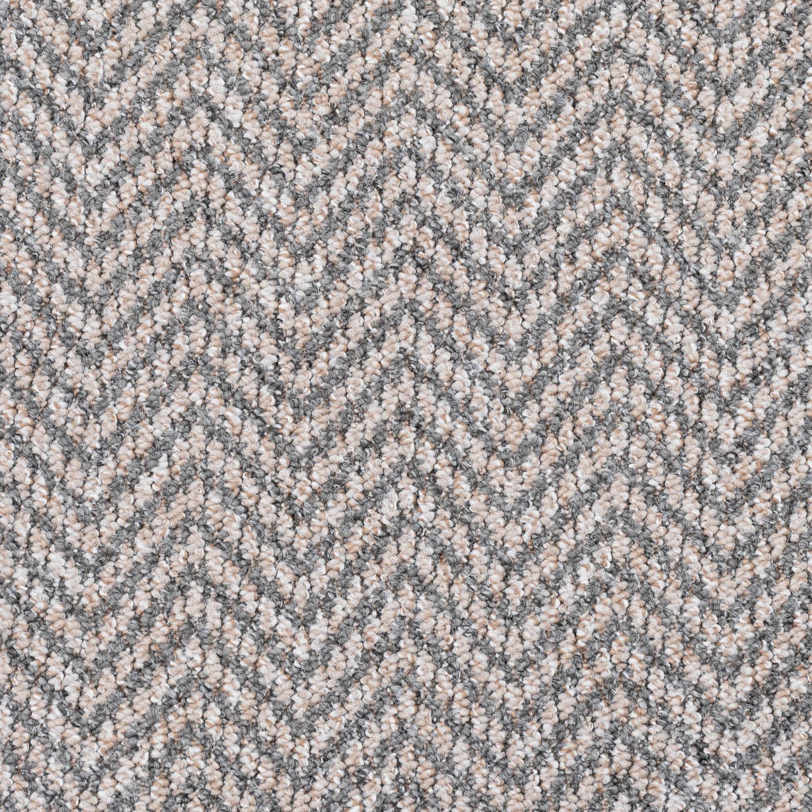 Chile Herringbone Loop Carpet Hardwearing Stain Resistant Living Room Hall Stairs (Grey Beige - 4m x 5m)