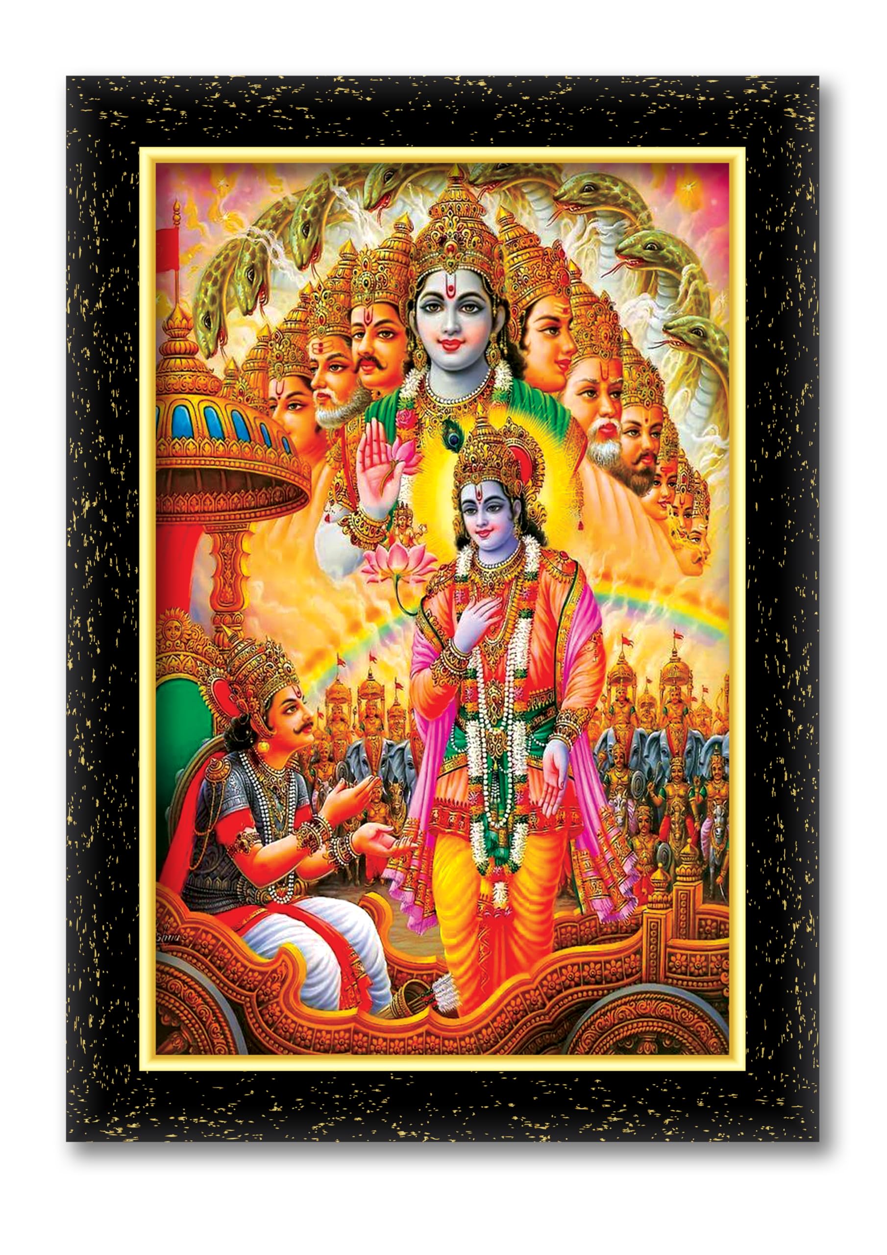 VIRAT SWARUP KRISHNA ARJUN MAHABHARAT GEETA GYAN @ Laminated photo frame for wall, living room, gifts Painting (Wood Base and Front Laminated) (8X6 INCH)
