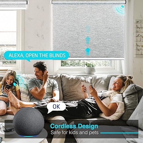 Miniatura 5 de Biltek Persianas inteligentes para ventanas, persianas enrollables motorizadas, persianas eléctricas con control remoto automático, para el hogar y