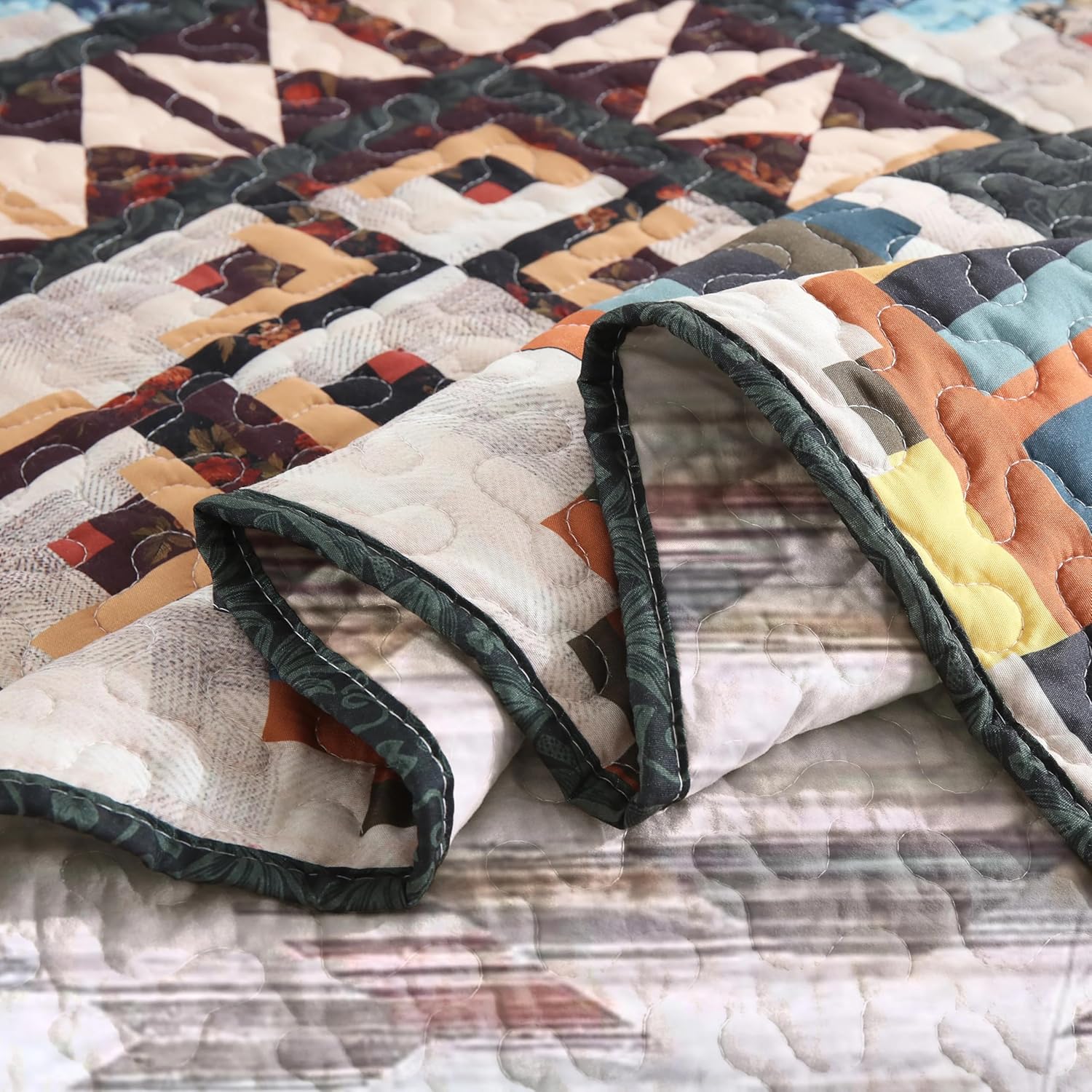 MarCielo 3 Pcs Southwestern Lightweight Quilt Bedspread Set Maze B198