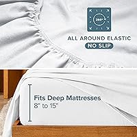 Vista 6 de Bare Home Flannel Sheet Set 100% Cotton, Velvety Soft Heavyweight - Double Brushed Flannel - Deep Pocket (Twin, White)