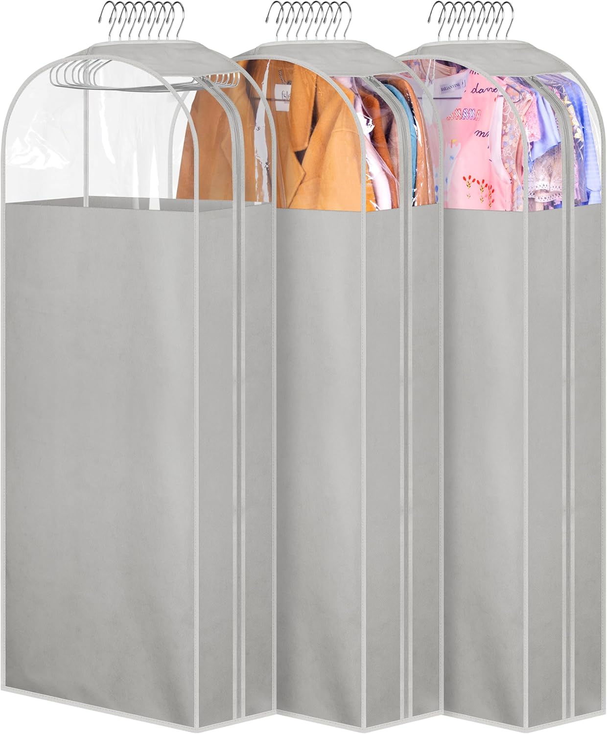 MISSLO 50" Garment Bags with 10" Gusset, 3-Pack