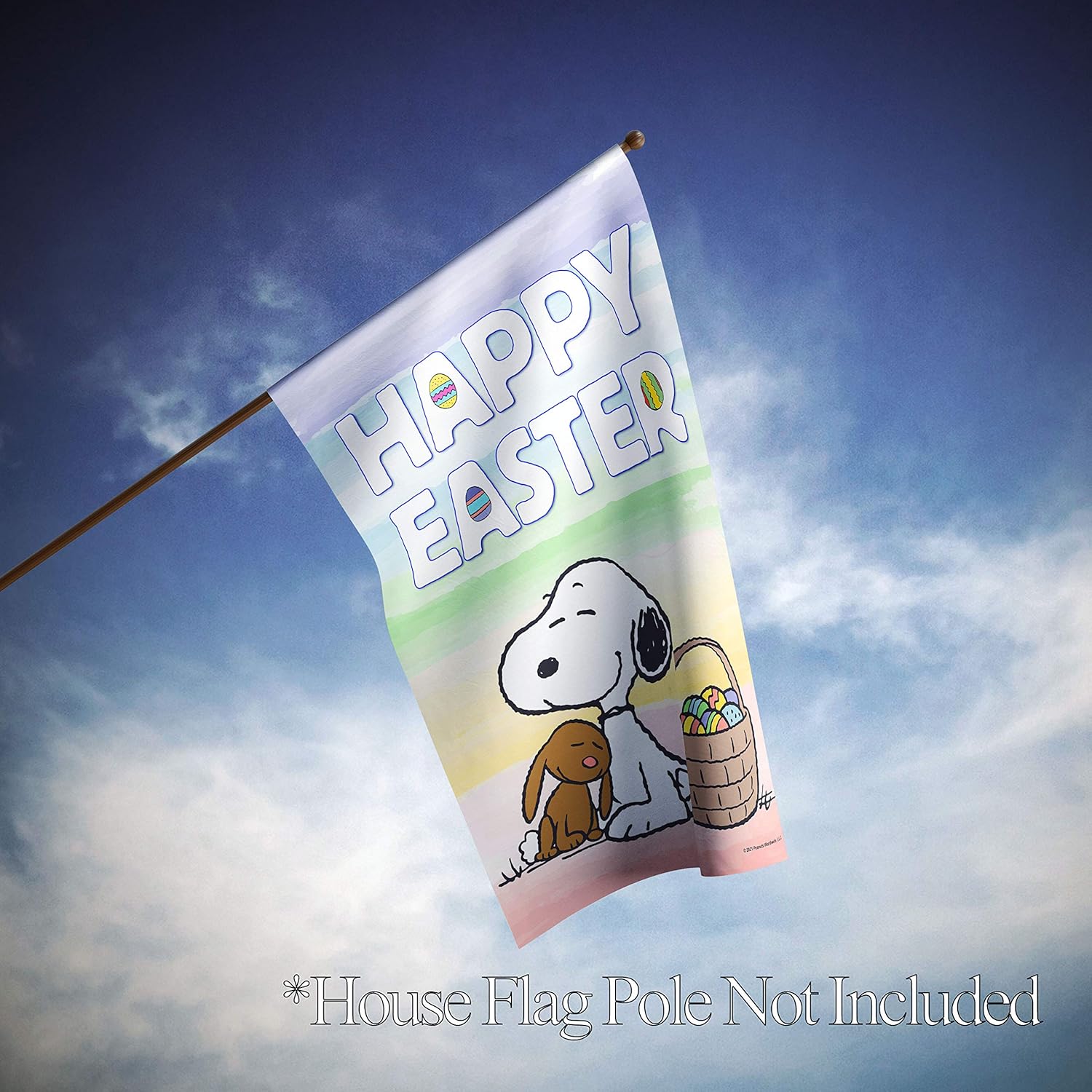Flagology.com, PEANUTS®, PEANUTS® Easter Bunny Love – House Flag 28" x 40", Officially Licensed PEANUTS®, Easter