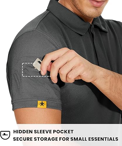 Miniatura 3 de V VALANCH Camisas polo para hombre, paquete de 2 camisetas tácticas de alto rendimiento, manga corta, cuello de trabajo