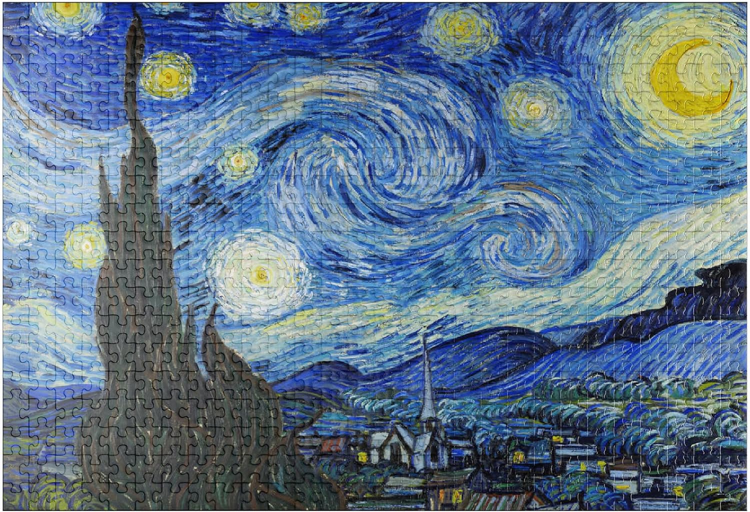 MyPuzzle The Starry Night 1889 By Vincent Van Gogh - Premium 500 Piece Jigsaw Puzzle for Adults