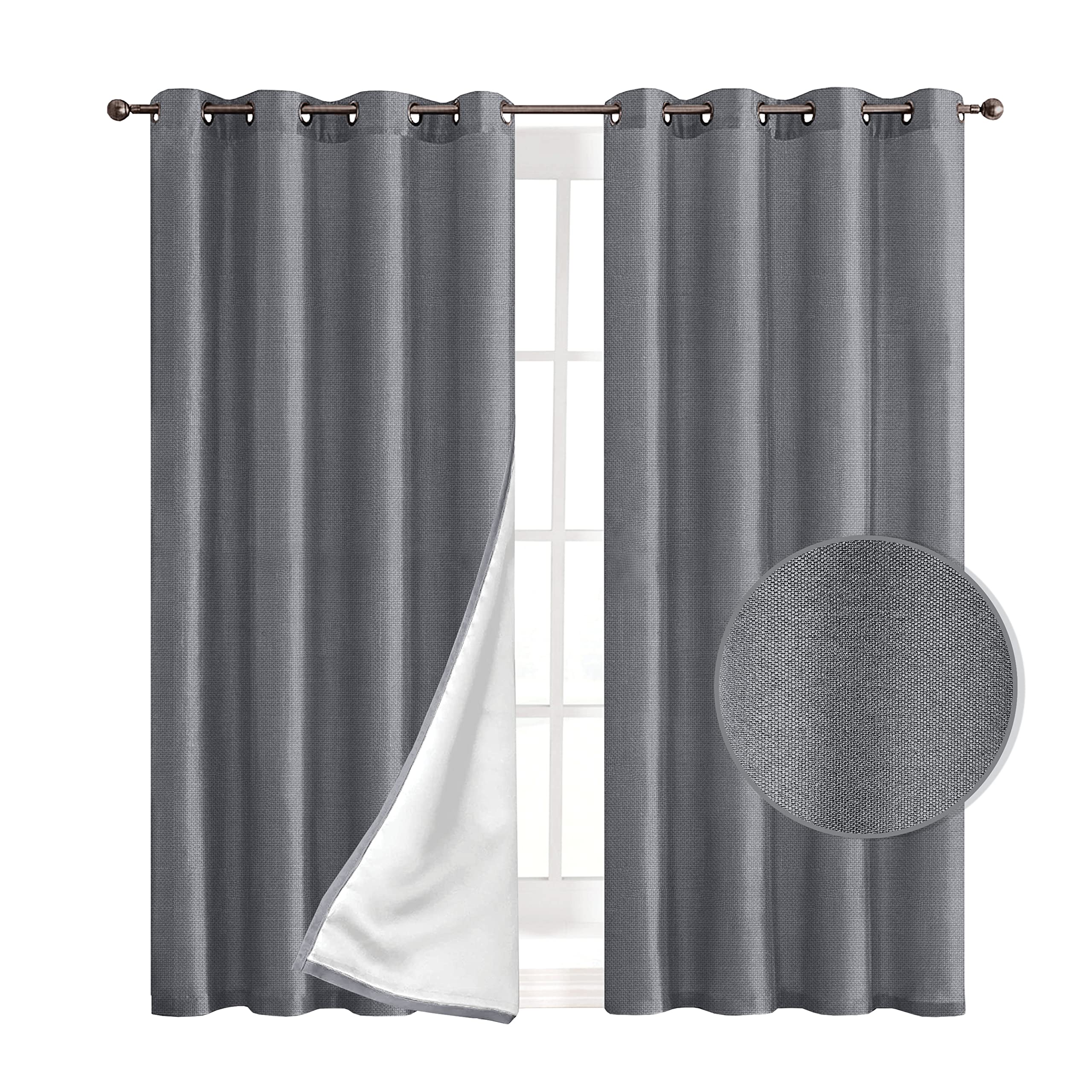 Elegant ComfortBlackout Grommet Top Curtains - 2 Panels Set - Window Treatment, Thermal Insulated, Room Darkening, Energy Saving Window Drapes for Living Room (Set of 2) - W54 X 84inch, Silver