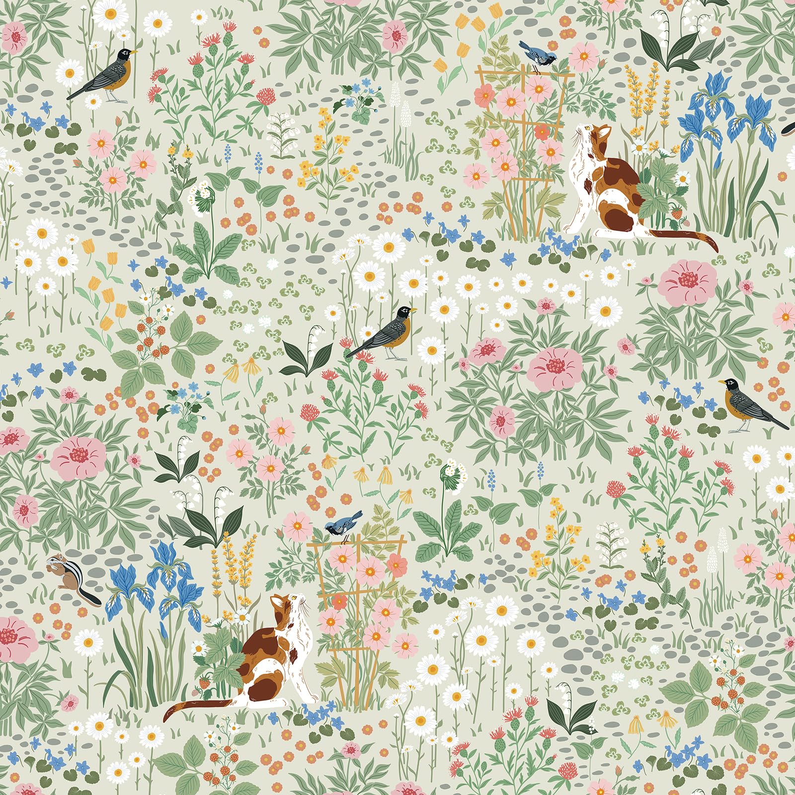 Rénovez sans abîmer vos murs avec le papier peint floral amovible beige et étanche