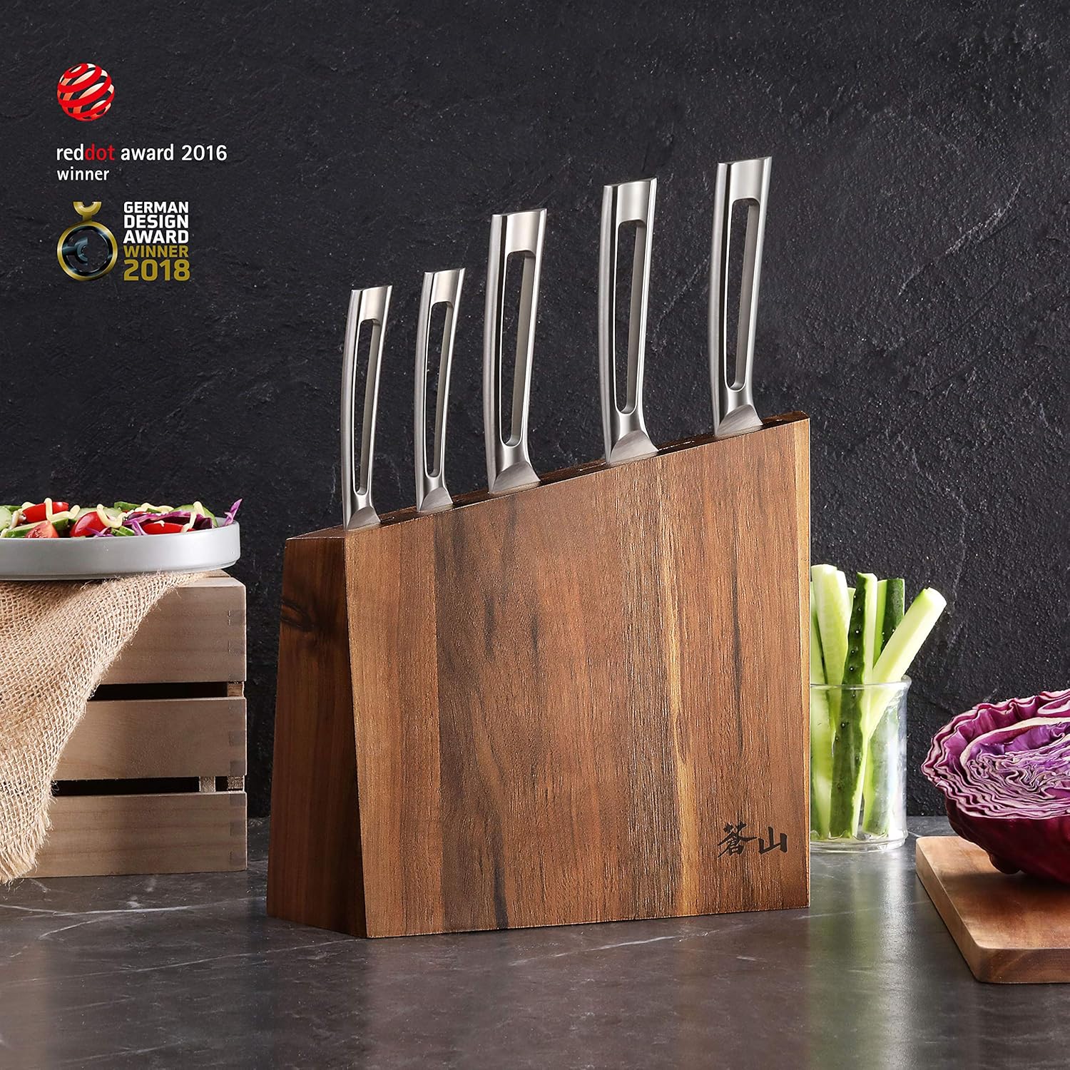 Cangshan TN1 Series 1024838 Swedish 14C28N Steel Forged 6-Piece Knife Block Set, Walnut