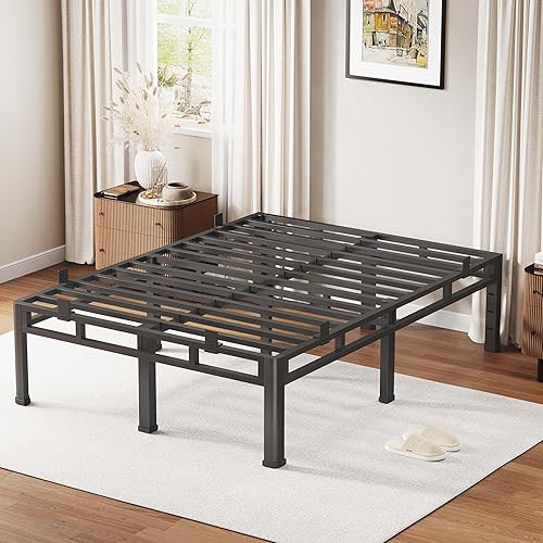 Miniatura 12 de ROIL 20 Inch King Size Bed Frame, Metal Bed Frame & Box Spring 2 in 1 Platform with Round Corner Legs, 4000LBS Double Layer Bed Frame with Headboard