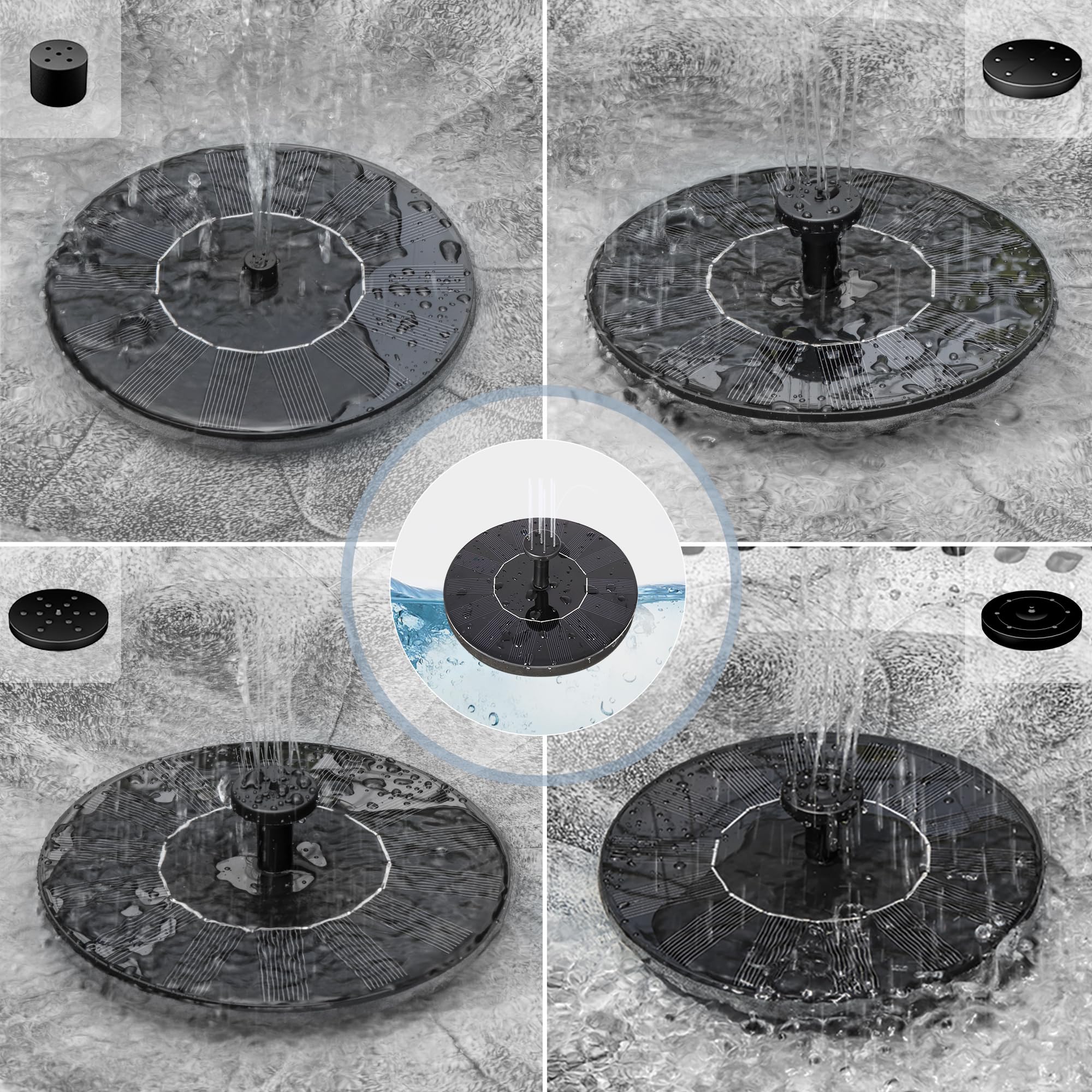 VIVOHOME Baño para Pájaros de Poliresina con Fuente Solar 2 en 1 Baño para Pájaros Antiguo para Jardín al Aire Libre Cuenco para Beber y Comer Pájaros Silvestres - 4