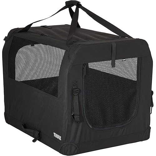 Thule Collapsible Dog Kennel Size Medium - Easy to Assemble - Mesh Doors for Easy Access - Zippered Panel - Folds Down Easily