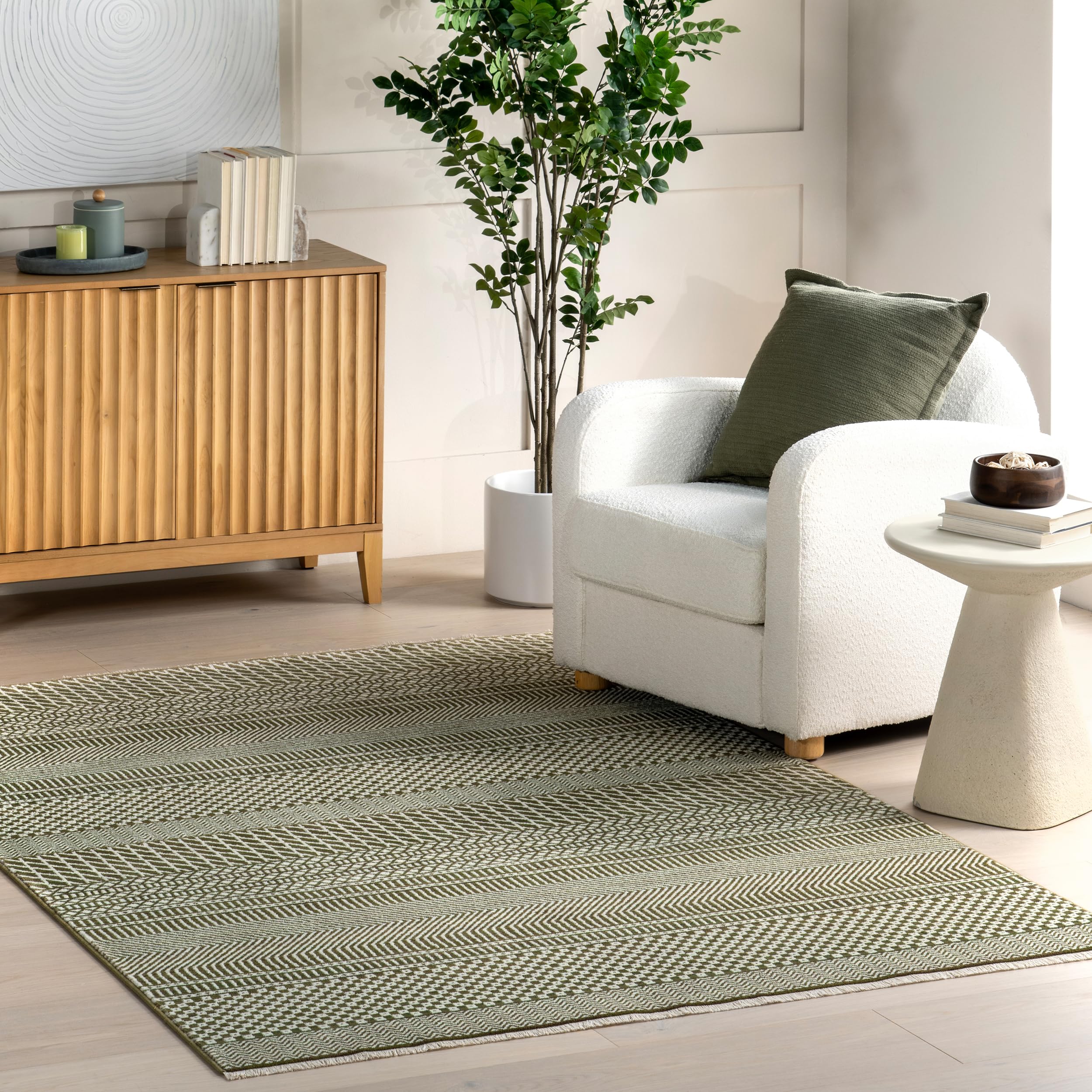 Tapis d'intérieur lavande sauge 1,5x2,4m nuLOOM à franges tissé à haute pression