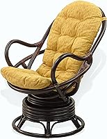 Vista 8 de Lounge - Silla mecedora giratoria Java de mimbre natural de ratán con cojín marrón oscuro, marrón oscuro