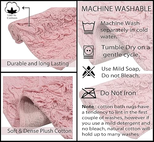 Miniatura 6 de Home Weavers Bell Flower Collection - Tapetes de baño capitoné de 100 % algodón, extrasuaves y absorbentes, antideslizantes, lavables a máquina,