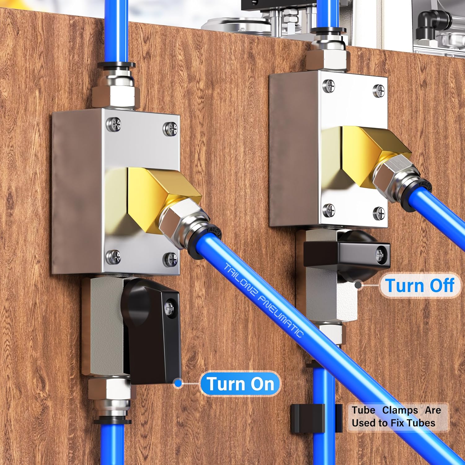 TAILONZ PNEUMATIC Blue 3/8 Inch od 32 Meter 100ft PU Air Tubing Kit Pipe Hose Air Line Tubing Or Fluid Transfer Pneumatic tubing