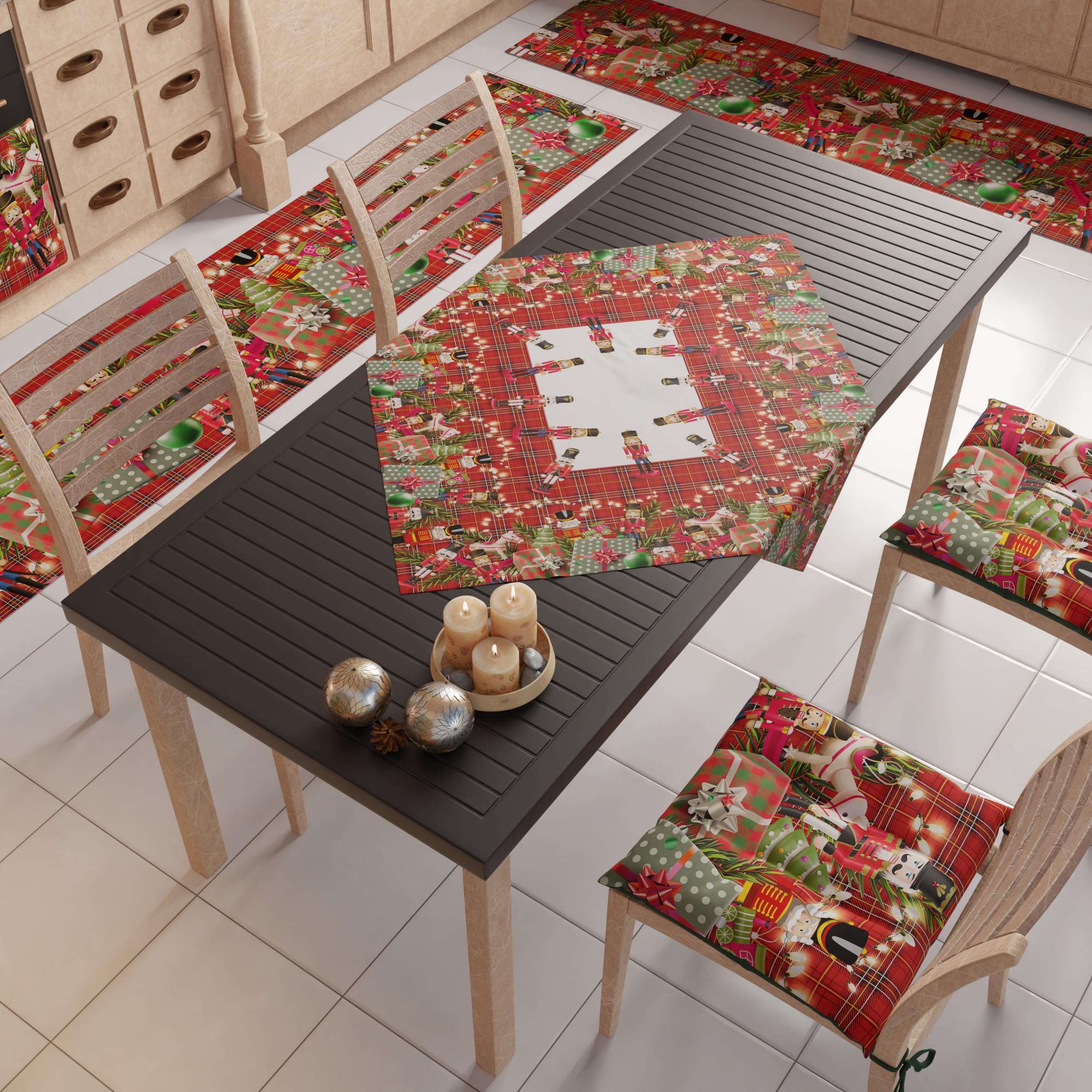 PETTI Artigiani Italiani, Christmas Centerpiece, Christmas Kitchen Table Centerpiece, 90x90 cm Centerpiece Runner - Image 2
