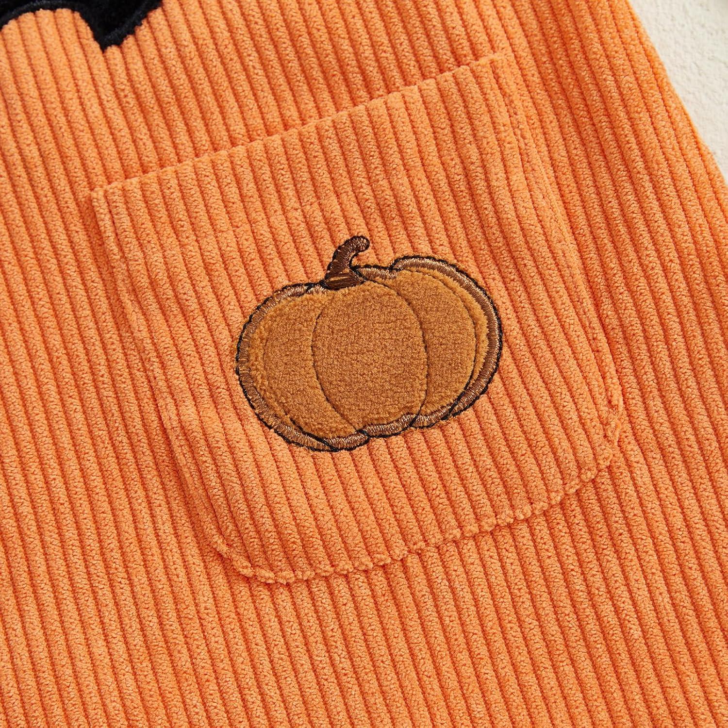 Adobabirl My First Halloween Baby Girl Outfit Pumpkin Ruffle Long Sleeve Romper Overall Dress Headband Cute Fall Clothes - Image 5