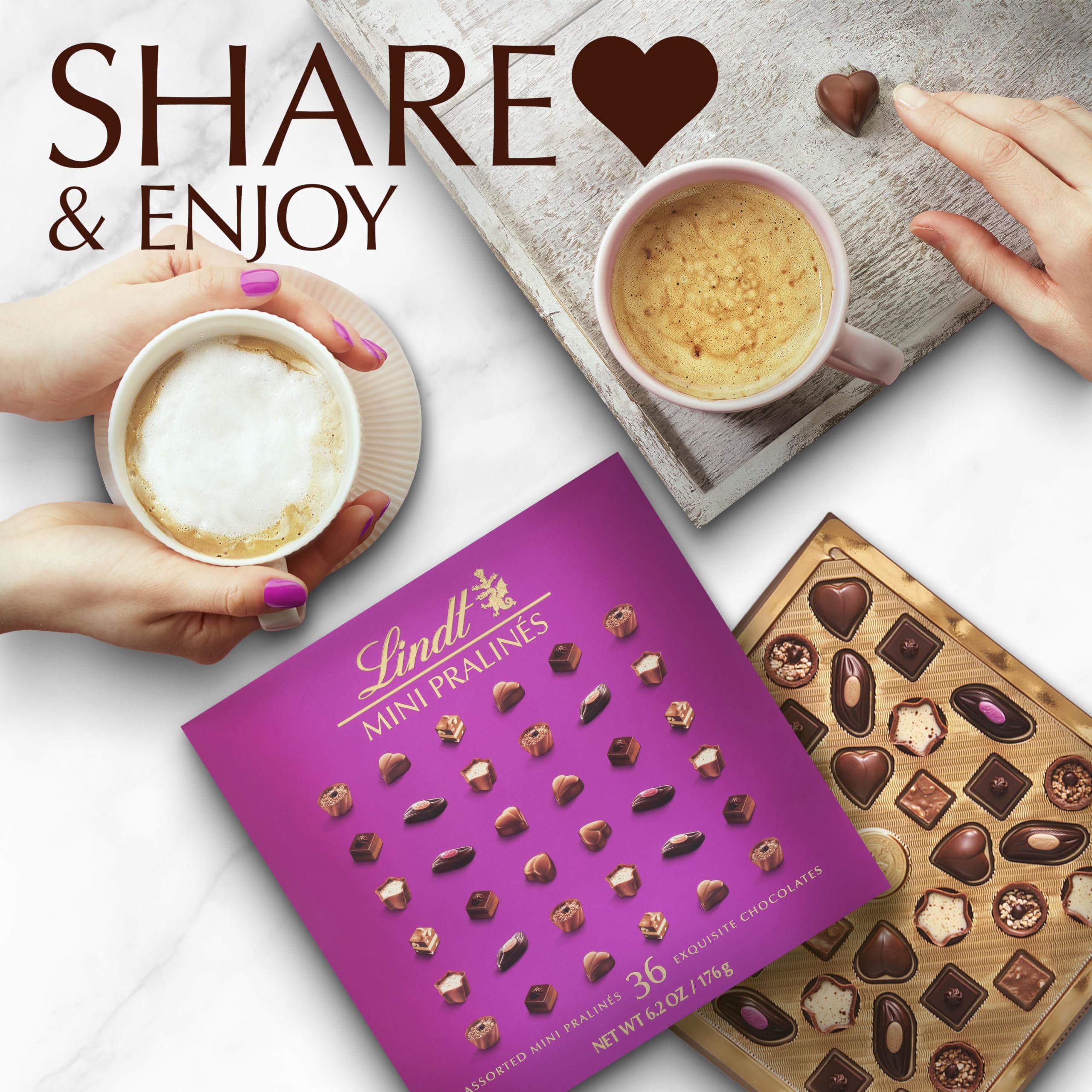 Lindt Caja de regalo de caramelos de chocolate surtidos de mini pralinés, 6.2 onzas.