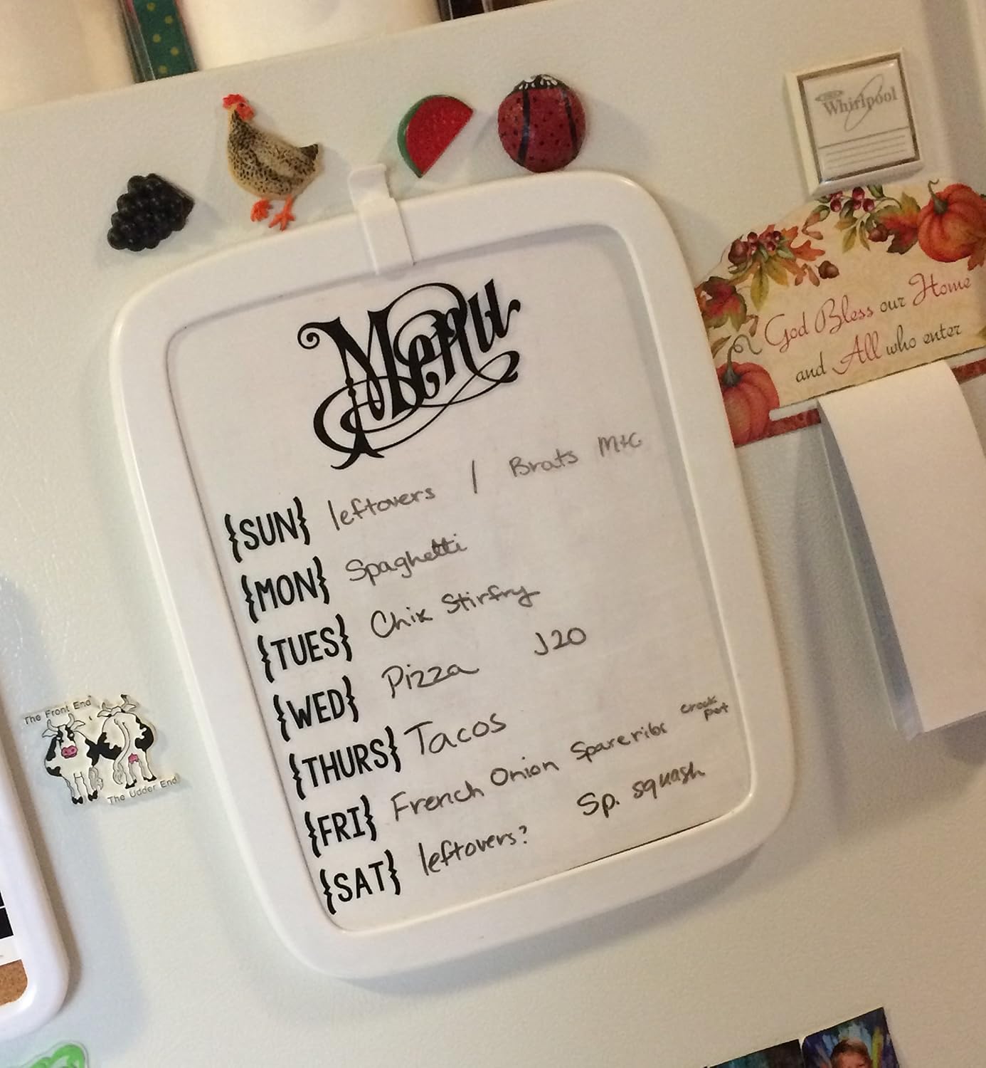 Menu Days of Week Vinyl Wall Art Decal - Kitchen Wall Stickers for Whiteboard Chalkboard Meal Planning - Vinyl Lettering Décor - Removable Adhesive Wall Lettering, 5.75x10-Inch, Black