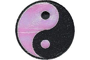 Yin Yang - 2.5" Black and White Iridescent Embroidered Iron on Patch