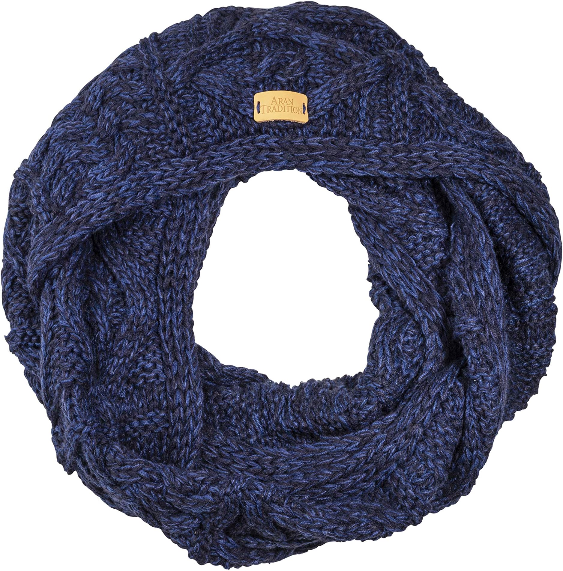 Aran Traditions Cable Knit Snood Scarf (Cream) - Ireland Winter Scarf for Women, Warm Neck, White, Chunky