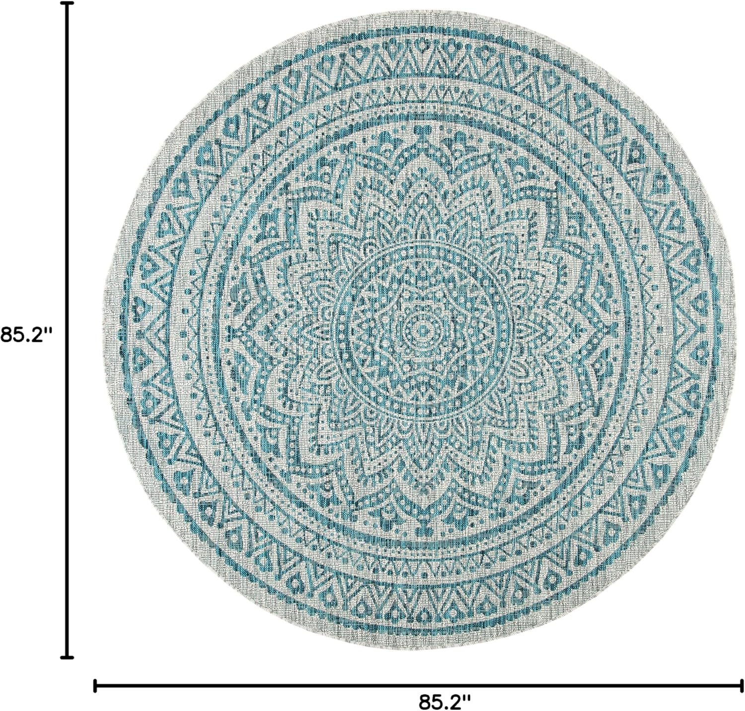 SAFAVIEH Courtyard Collection 6'7" Round Light Grey/Black CY8734 Indoor/ Outdoor Waterproof Easy Cleaning Patio Backyard Mudroom Area Rug