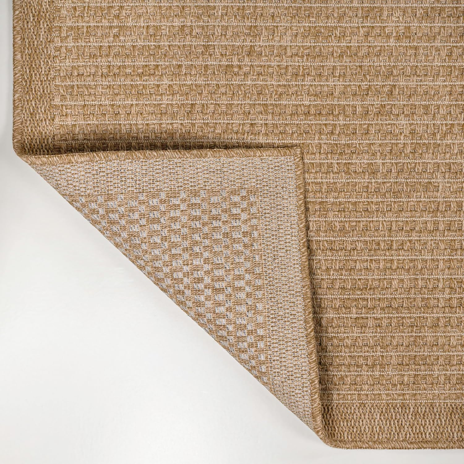 JONATHAN Y Easy Jute Rustic Indoor Outdoor Runner Rug Natural 2X8, Maxine Border Rib for Backyard, Patio, Easy-Cleaning, High Traffic, Pet-Friendly, Hose Washable, Non-Shedding FXV202A-28