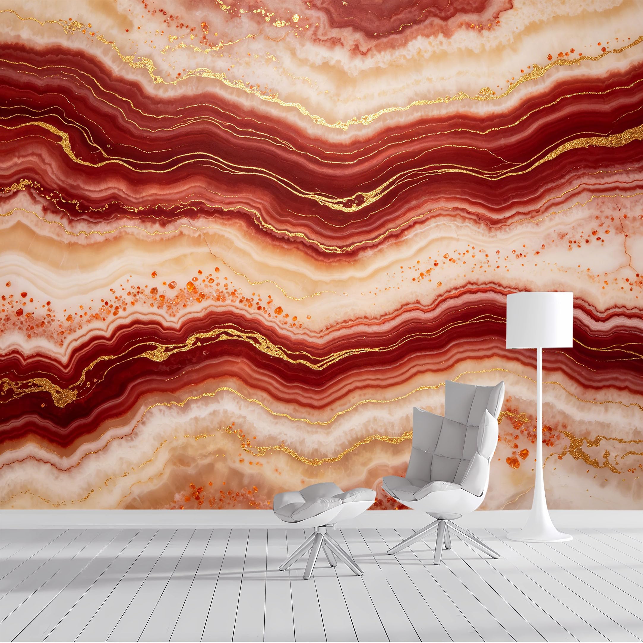 Custom Size Wall Mural Agate Geode Gold Veined Abstract Red Marble Textured SelfAdhesive Wall Fabric Removable Peel and Stick Wallpaper Wall Decor for Living Room Bedroom Bathroom