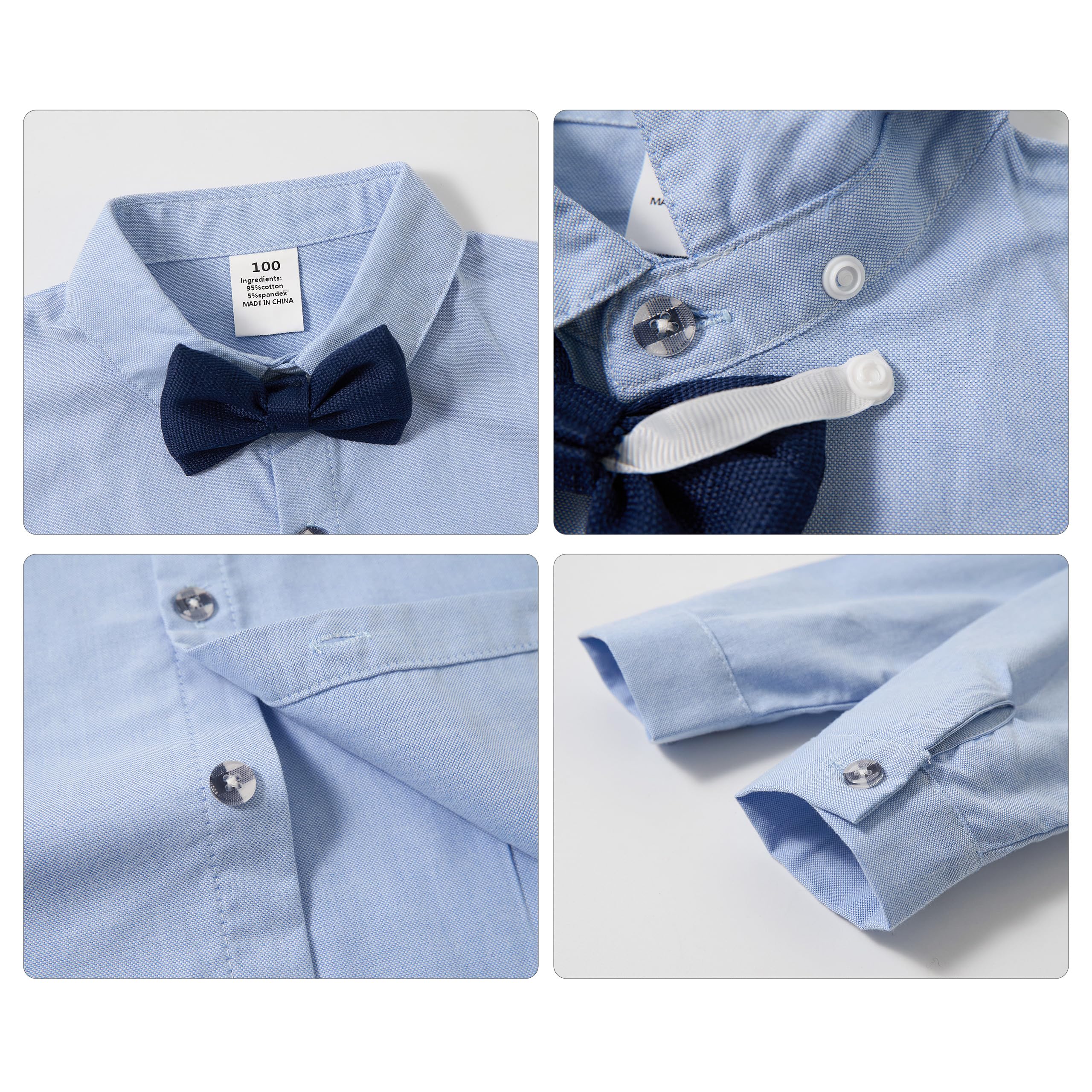 Volunboy Baby Boys Gentleman Suit, Toddler Formal Waistcoat Outfit Wedding Shirts + Vest +Bow Tie 4 PCS Set — view 4