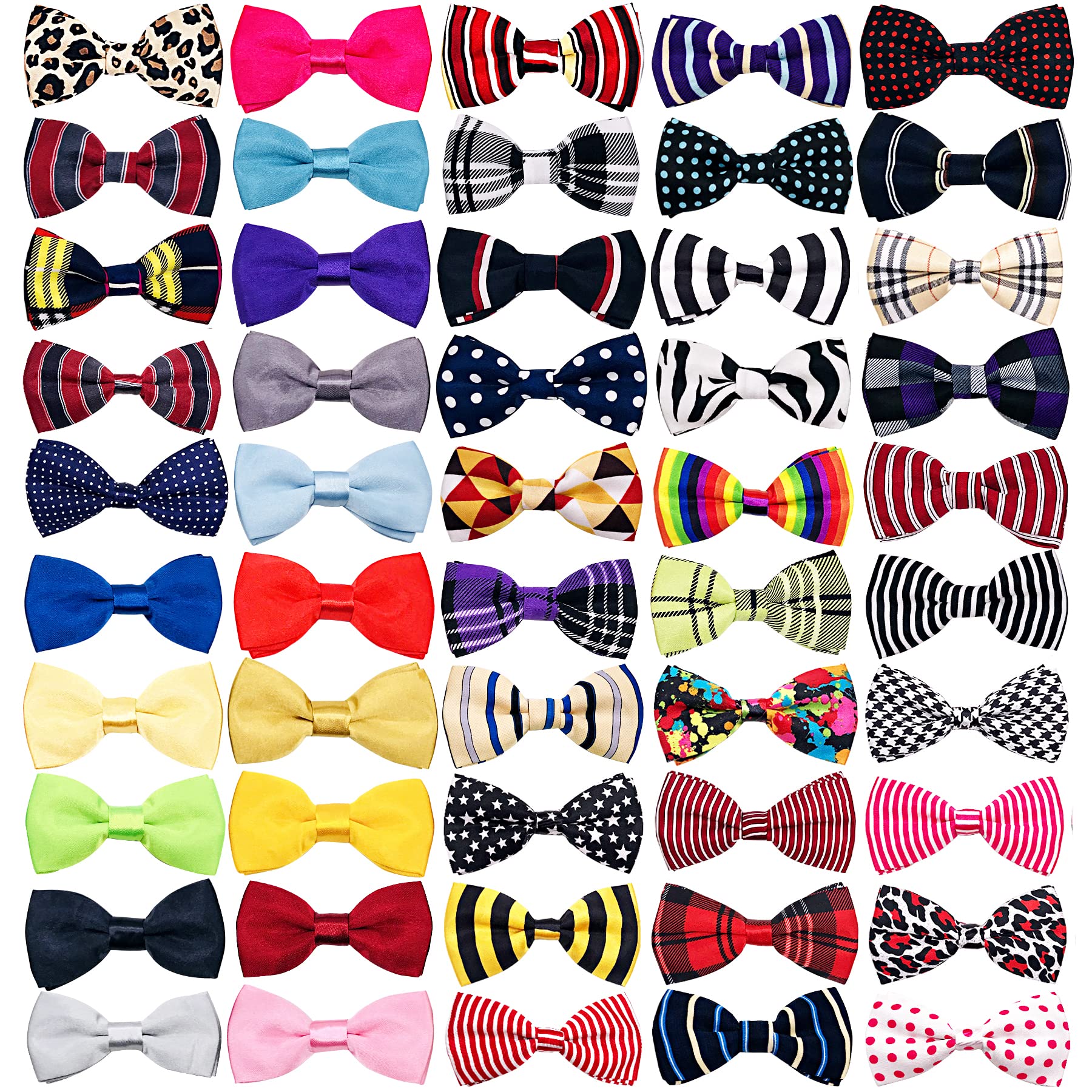 JpGdn Pack of 50pcs Small Dogs Collar Attachment Bow Ties Embellishment Medium Dog Puppies Cats Collar Charms Accessories Bulk Slides Bowties for Birthday Wedding Parties