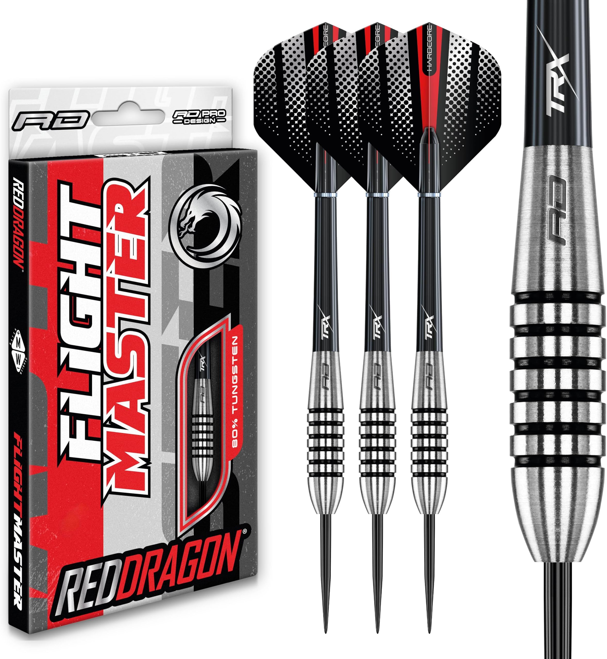 RED DRAGON Swingfire 2: 23g Flightmaster- Tungsten Steeltip Darts Set with Flights and Stems