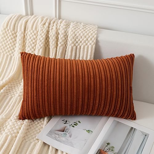 Miniatura 444 de UGASA - Juego de 2 fundas de almohada de terciopelo a rayas, funda decorativa para cojín con cremallera oculta para el hogar, sofá, dormitorio,