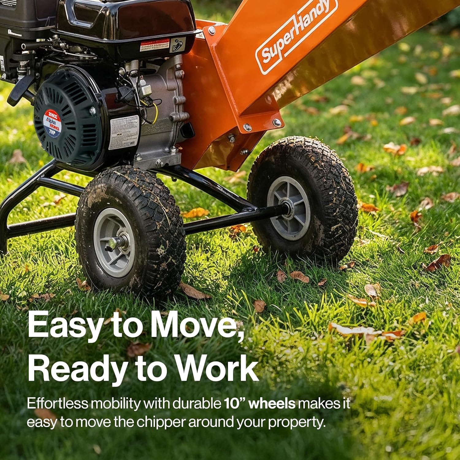 SuperHandy Wood Chipper Shredder Mulcher 7HP Engine Heavy Duty Compact Rotor Assembly Design 3" Inch Max Capacity Aids in Fire Prevention and Building Firebreaks