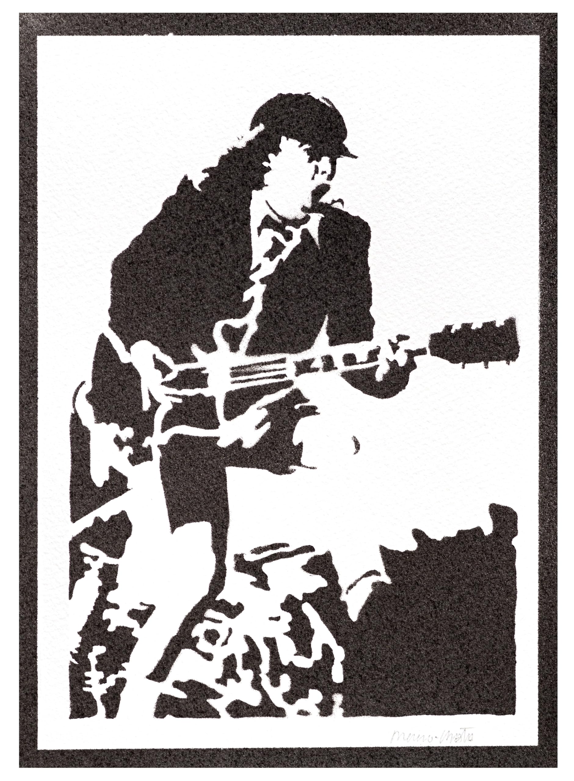 Angus Autentici Graffiti Fatti a Mano Poster Musica Quadro Moderno Decorazione Parete Regalo