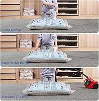 Vista 5 de Bolsas de almacenamiento al vacío, aire comprimido sentado, no necesita bomba, cremallera de doble color, para ropa, almohadas, toallas, mantas