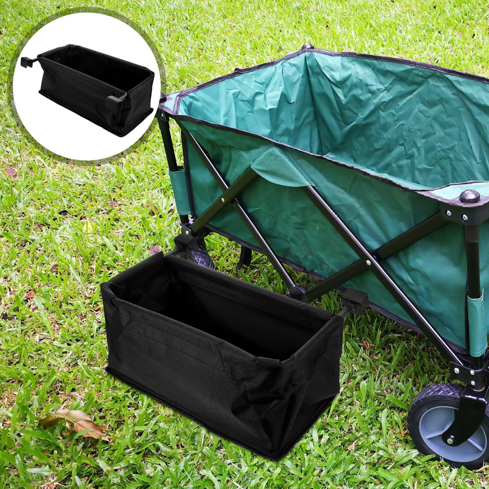 VALICLUD Borsa Posteriore per Wagon da Campeggio, Organizer Nero in Ferro e Tessuto Oxford, Staccabile e Lavabile per Outdoor e Viaggi Lunghi