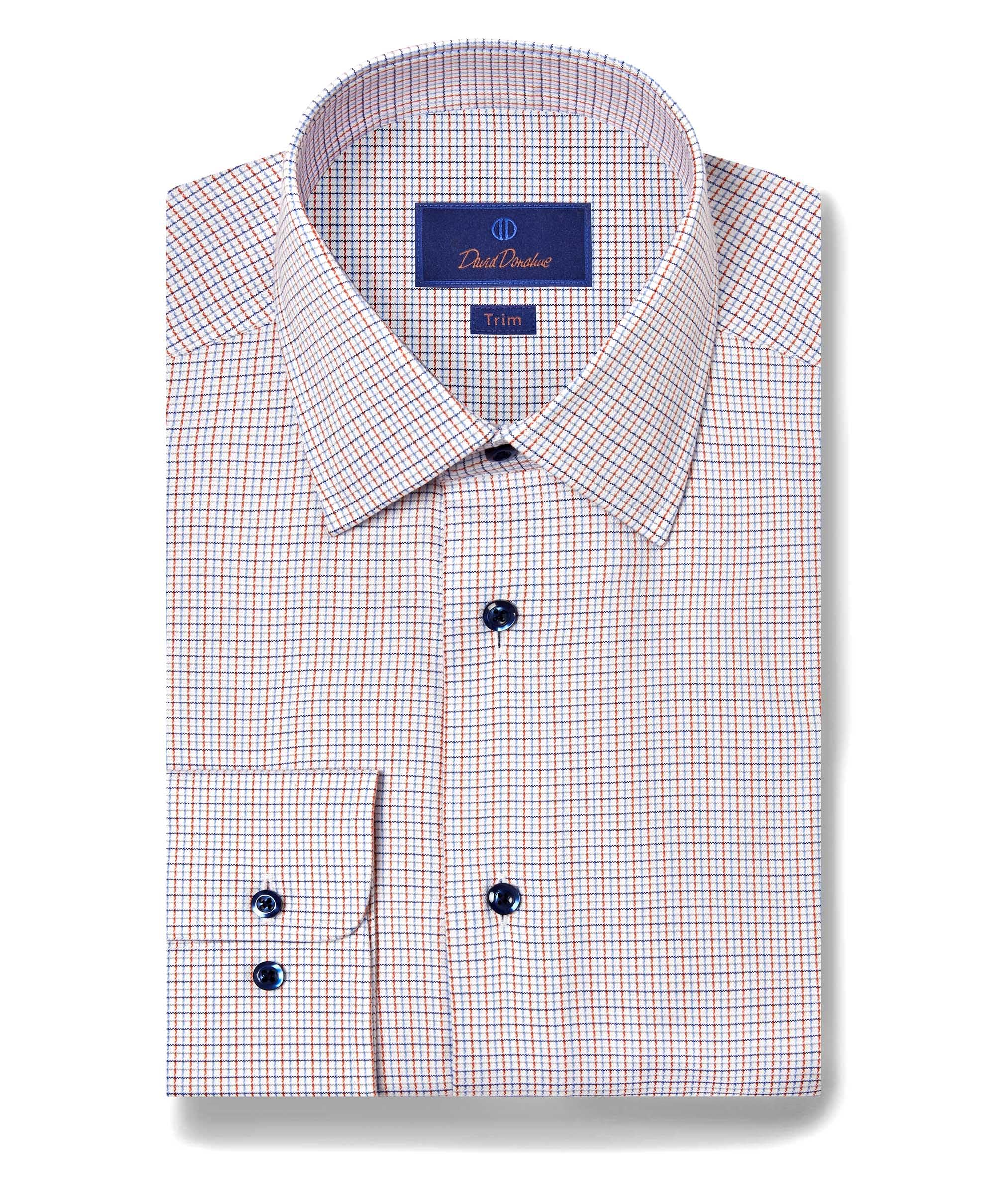 David Donahue Mens Trim Fit Long Sleeve Fashion Dress Shirt