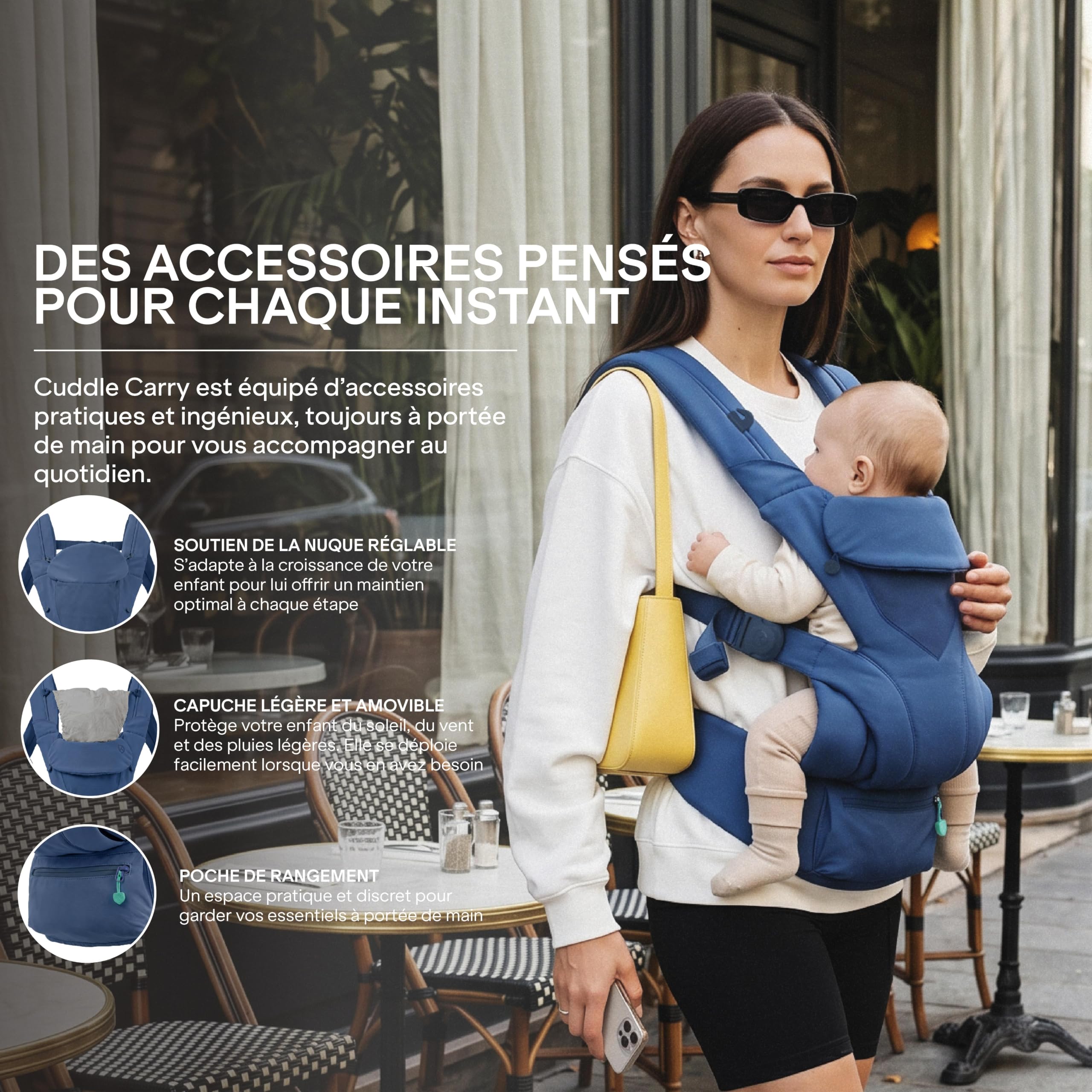 Koala Babycare Porte Bebe Physiologique Évolutif 0-36 Mois (3,2-20,4 kg) - Siège Réglable Breveté en 3 Positions, Baby Carrier Ergonomique, Face Parent, Face au Monde et Dos