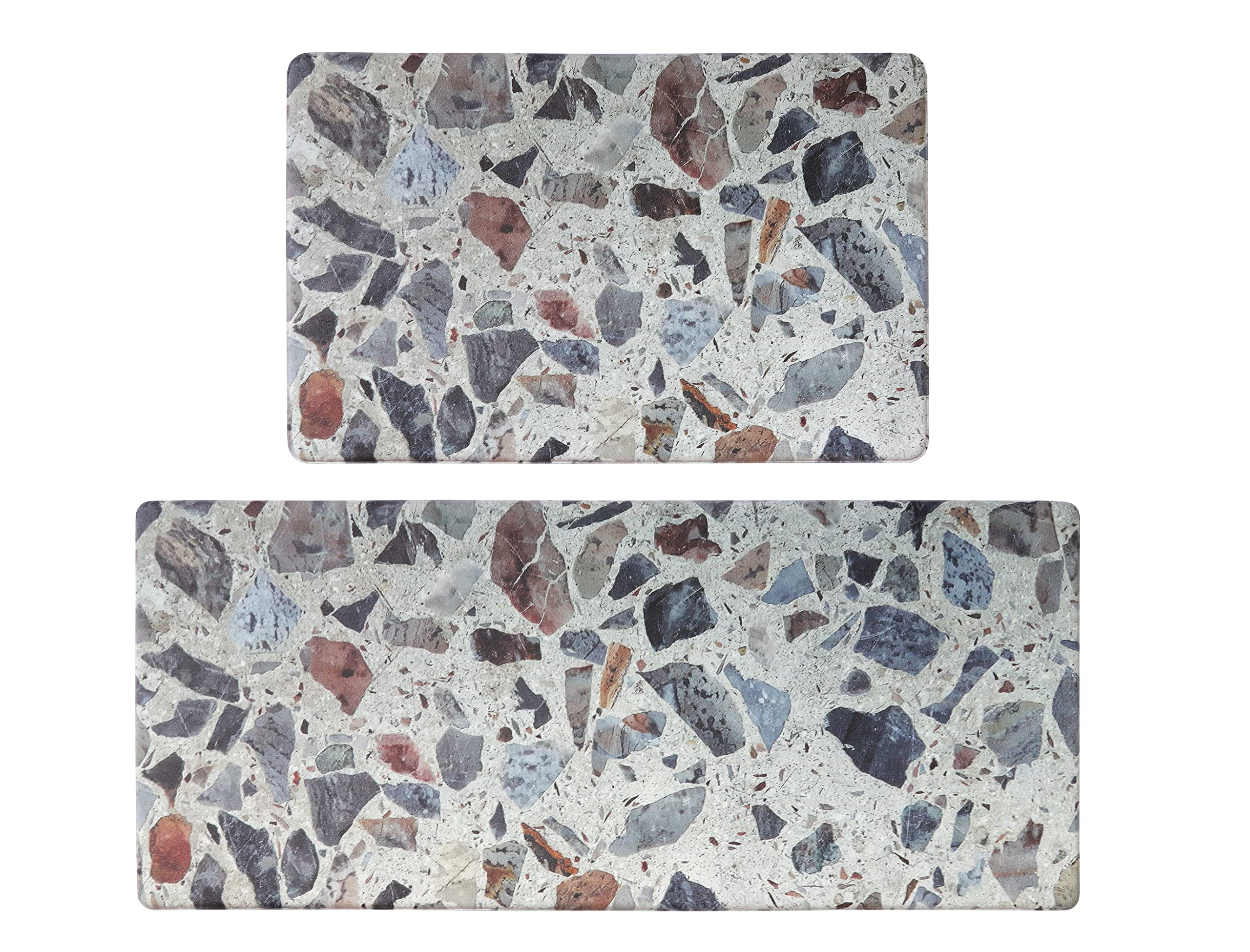 Photo 1 of FindMyDuck 2Piece Rock Anti-Fatigue Kitchen Mats Rugs Nonslip Foam Floor Waterproof Cushioned Comfort Art Gray Stone Home Office Computer Standing Desk Sink PVC Ergonomic 48"x20"& 32"x20" (Rocks, 2) 2 Rock