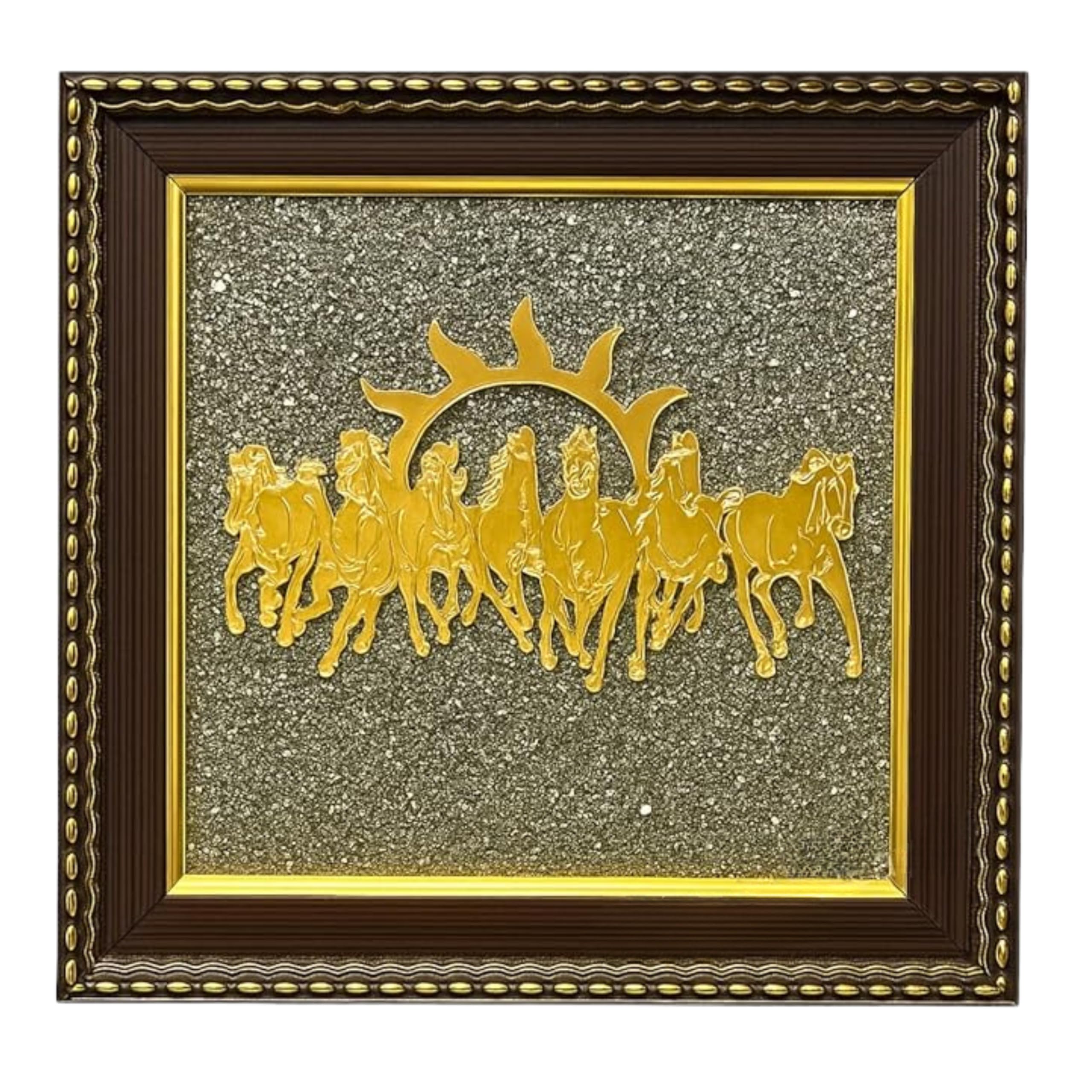 Pyrite Dust Cadre Seven Horse pour attirer la richesse et protection