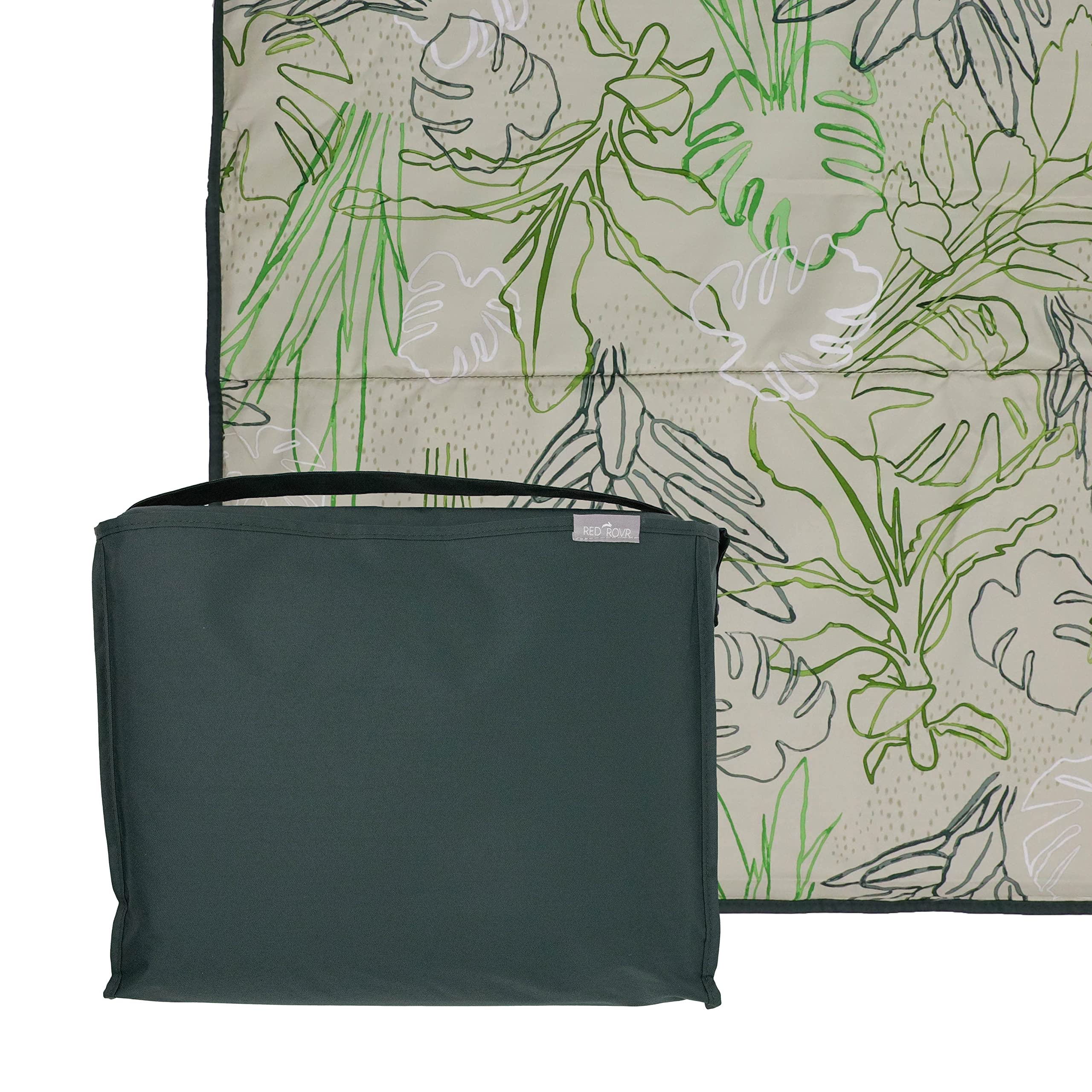 RED ROVR Large Indoor/Outdoor Adventure Blanket |for Parks, The Beach and Indoor activites |Compact with Shoulder Strap & Pocket (Rain Forest)