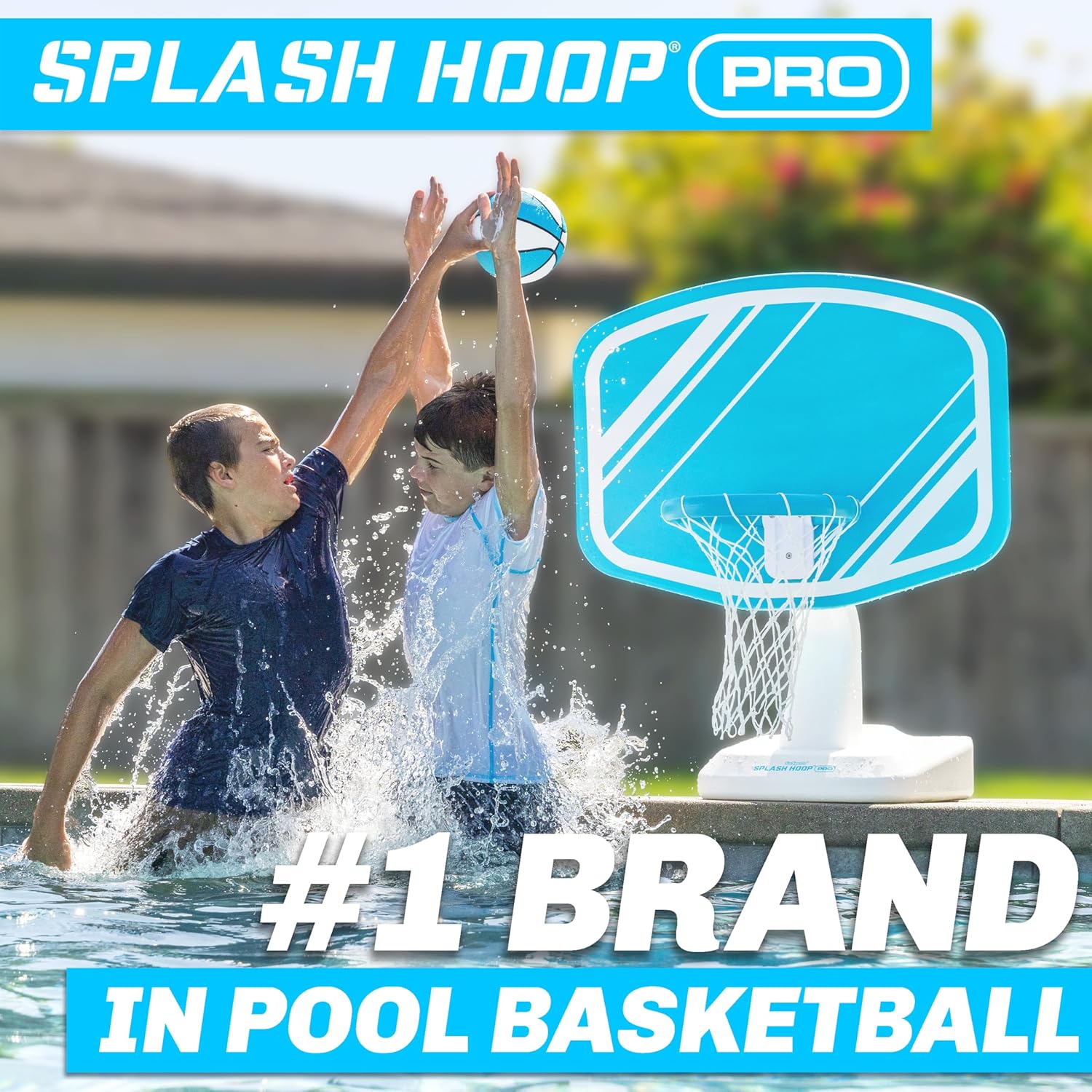 GoSports Splash Hoop PRO Swimming Pool Basketball Game Includes Poolside Water Basketball Hoop 2 Balls and Pump 鈥?Aqua-
